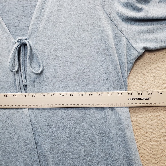 LOGO by Lori Goldstein Cardigan Sweater Womens 2X Blue Asymmetrical Hem V-Neck - Picture 4 of 9